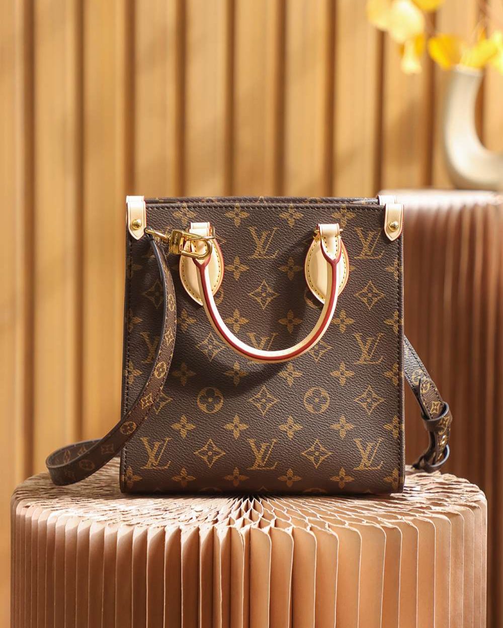 1:1 Replica Louis Vuitton LV Sac Plat PM Monogram Canvas Brown Luxury Bag For Women M45847 - 32cm / 12.6in