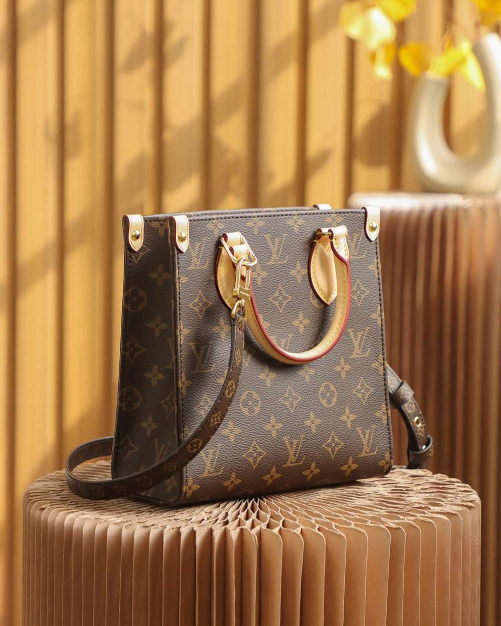 1:1 Replica Louis Vuitton LV Sac Plat PM Monogram Canvas Brown Luxury Bag For Women M45847 - 32cm / 12.6in