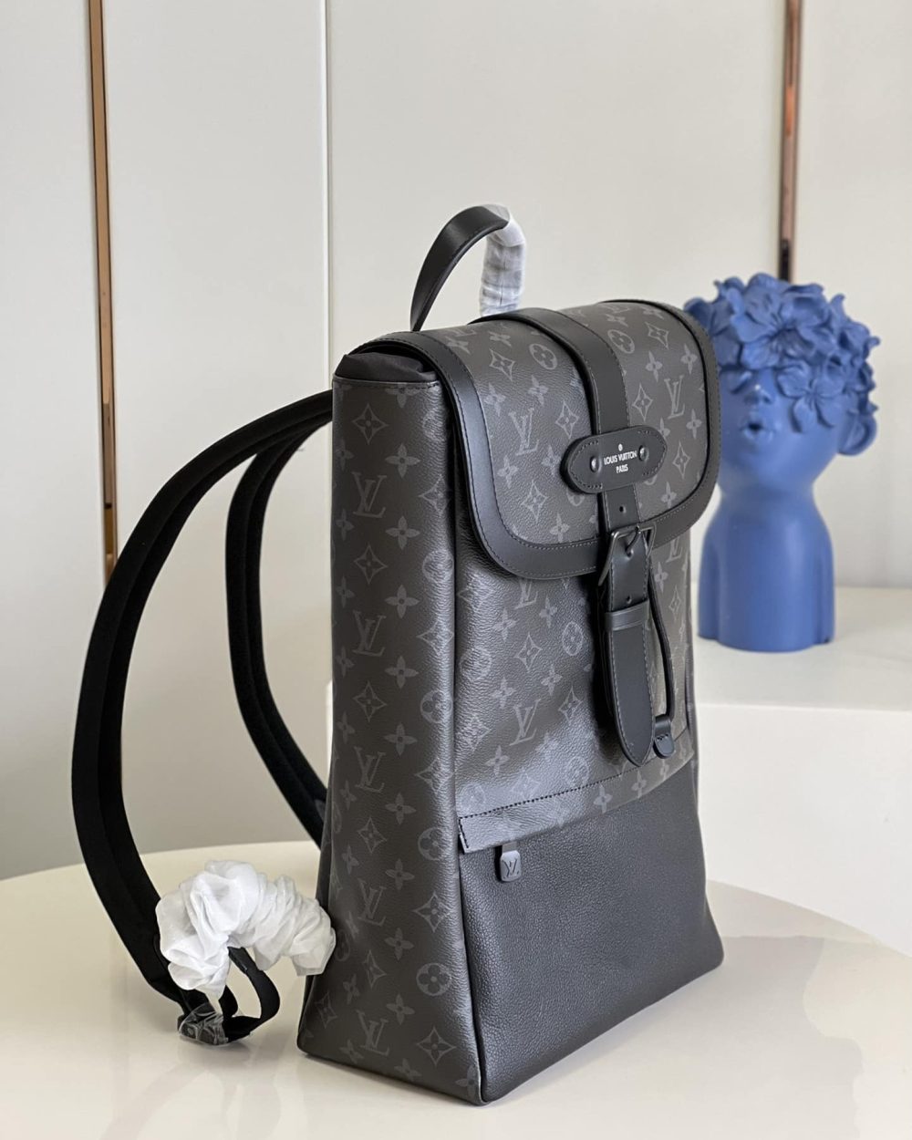 1:1 Replica Louis Vuitton LV Saumur Backpack Monogram Eclipse Canvas Unique Bag For Men M45913 - 42cm