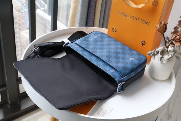 1:1 Replica Louis Vuitton LV Studio Messenger Damier Graphite Blue Unique Bag For Men N50026 - 9.3in/25.3cm