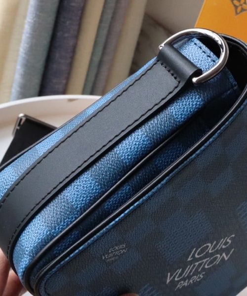 1:1 Replica Louis Vuitton LV Studio Messenger Damier Graphite Blue Unique Bag For Men N50026 - 9.3in/25.3cm