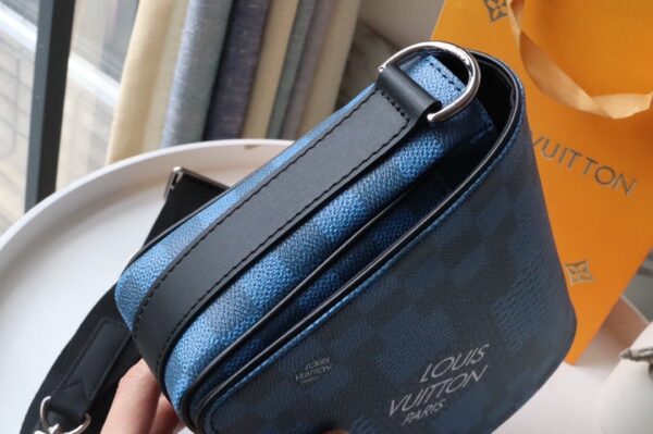 1:1 Replica Louis Vuitton LV Studio Messenger Damier Graphite Blue Unique Bag For Men N50026 - 9.3in/25.3cm