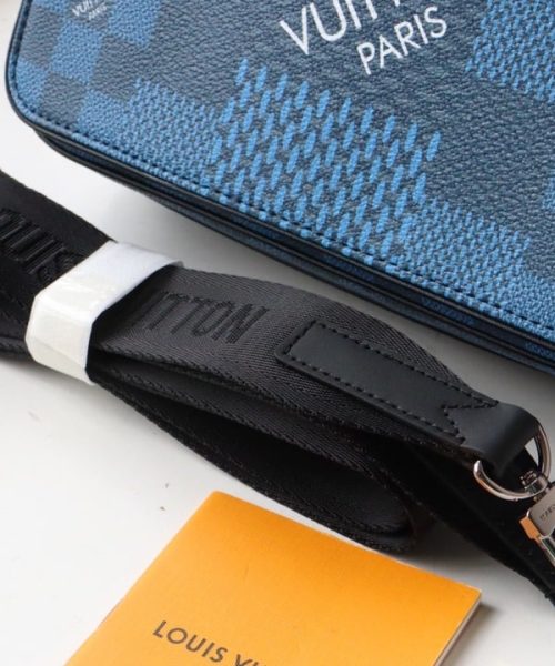1:1 Replica Louis Vuitton LV Studio Messenger Damier Graphite Blue Unique Bag For Men N50026 - 9.3in/25.3cm