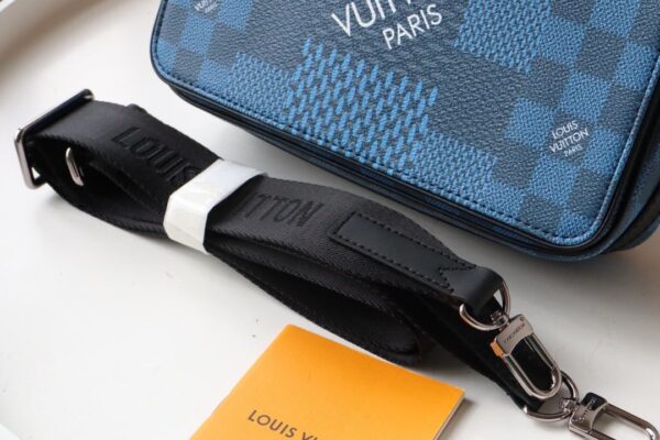 1:1 Replica Louis Vuitton LV Studio Messenger Damier Graphite Blue Unique Bag For Men N50026 - 9.3in/25.3cm