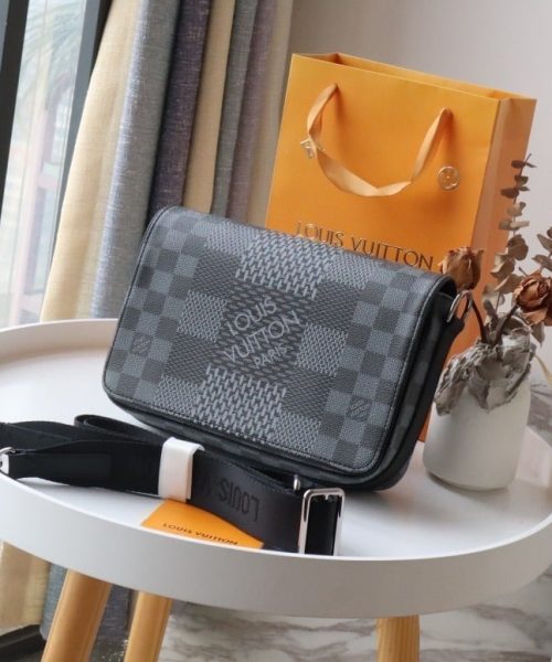 1:1 Replica Louis Vuitton LV Studio Messenger Damier Graphite Gray Unique Bag For Men N50013 - 9.3in/25.3cm