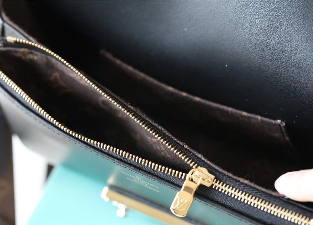 1:1 Replica Louis Vuitton LV Swing Black Leather Luxury Bag For Women M20393 - 24cm/9.4in