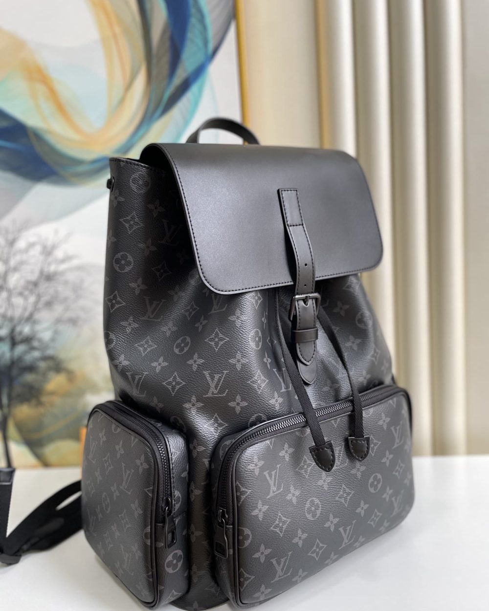 1:1 Replica Louis Vuitton LV Backpack Trio Monogram Eclipse Canvas Black By Virgil Abloh Unique Bag For Men M45538 - 44cm