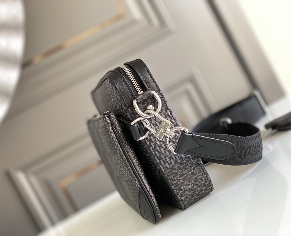 1:1 Replica Louis Vuitton LV Trio Messenger Damier Graphite Black Unique Bag For Men N50017 - 9.8in/25cm