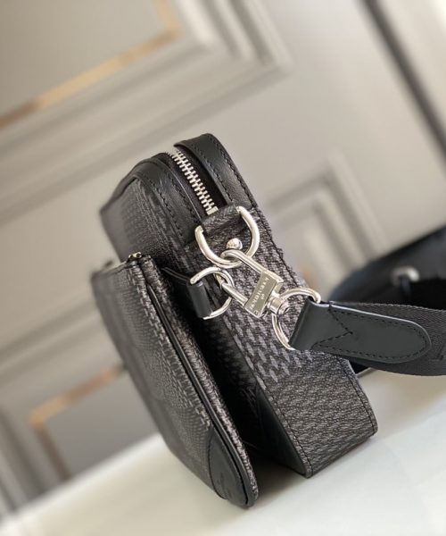 1:1 Replica Louis Vuitton LV Trio Messenger Damier Graphite Black Unique Bag For Men N50017 - 9.8in/25cm