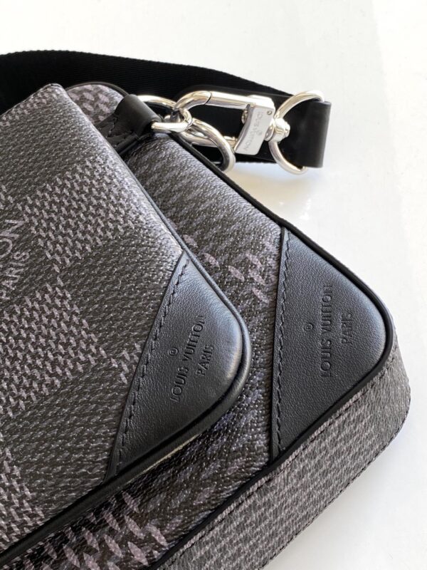 1:1 Replica Louis Vuitton LV Trio Messenger Damier Graphite Black Unique Bag For Men N50017 - 9.8in/25cm