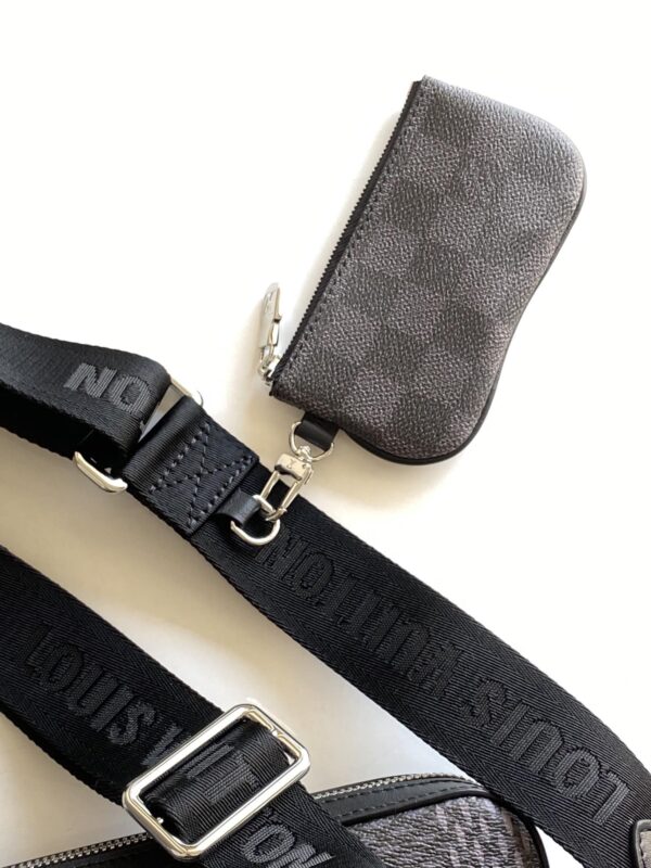 1:1 Replica Louis Vuitton LV Trio Messenger Damier Graphite Black Unique Bag For Men N50017 - 9.8in/25cm