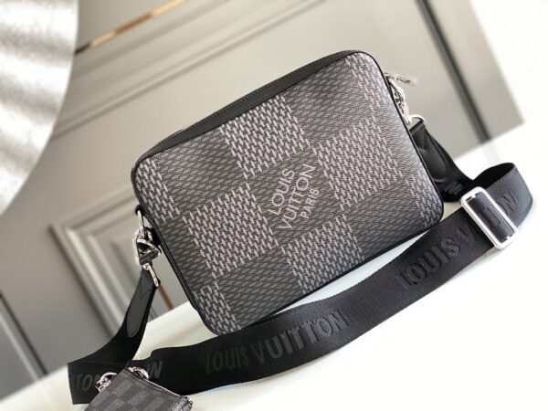 1:1 Replica Louis Vuitton LV Trio Messenger Damier Graphite Black Unique Bag For Men N50017 - 9.8in/25cm