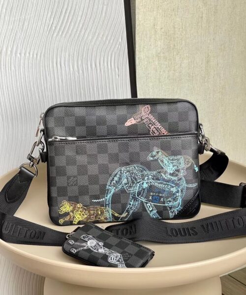 1:1 Replica Louis Vuitton LV Trio Messenger Damier Graphite Canvas Unique Bag For Men N58040 - 9.8in/25cm