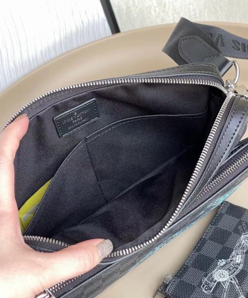 1:1 Replica Louis Vuitton LV Trio Messenger Damier Graphite Canvas Unique Bag For Men N58040 - 9.8in/25cm