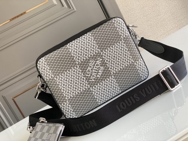 1:1 Replica Louis Vuitton LV Trio Messenger Damier Graphite Plaster Unique Bag For Men - 9.8in/25cm