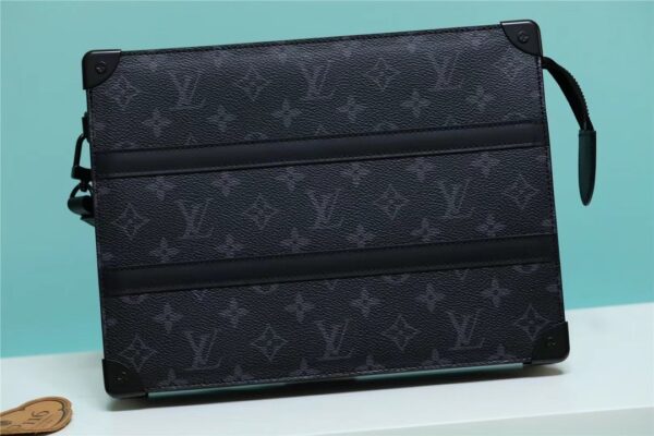 1:1 Replica Louis Vuitton LV Trunk Pouch Monogram Eclipse Canvas Black Unique Bag For Men M45937 - 28cm