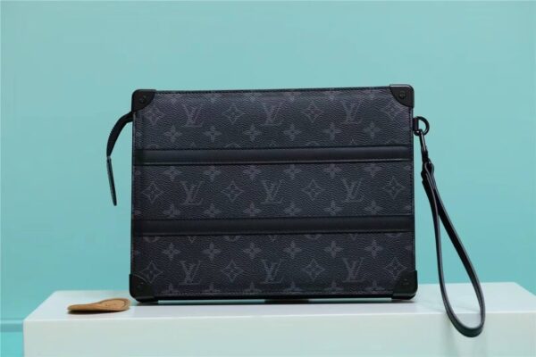 1:1 Replica Louis Vuitton LV Trunk Pouch Monogram Eclipse Canvas Black Unique Bag For Men M45937 - 28cm