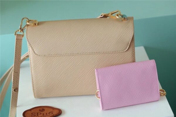 1:1 Replica Louis Vuitton LV Twist MM Bag Epi Beige/ Light Pink Luxury Bag For Women - 9.1in/23cm
