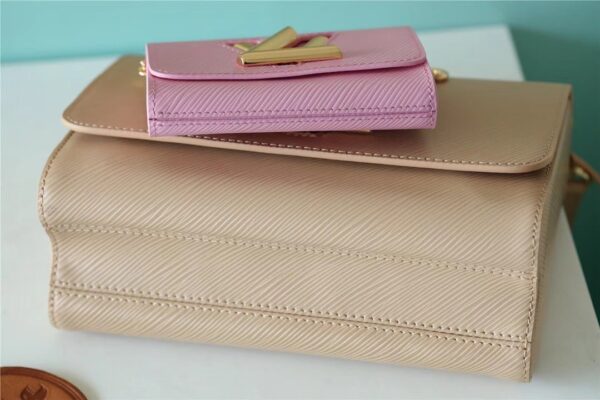 1:1 Replica Louis Vuitton LV Twist MM Bag Epi Beige/ Light Pink Luxury Bag For Women - 9.1in/23cm