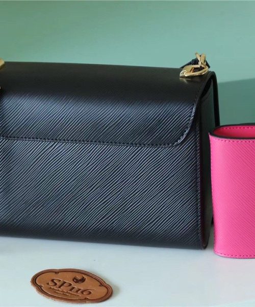 1:1 Replica Louis Vuitton LV Twist MM Epi Leather Luxury Bag For Women Black / Fuchsia M59885 - 9.1in/23cm