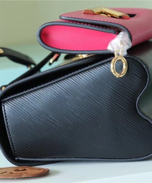 1:1 Replica Louis Vuitton LV Twist MM Epi Leather Luxury Bag For Women Black / Fuchsia M59885 - 9.1in/23cm