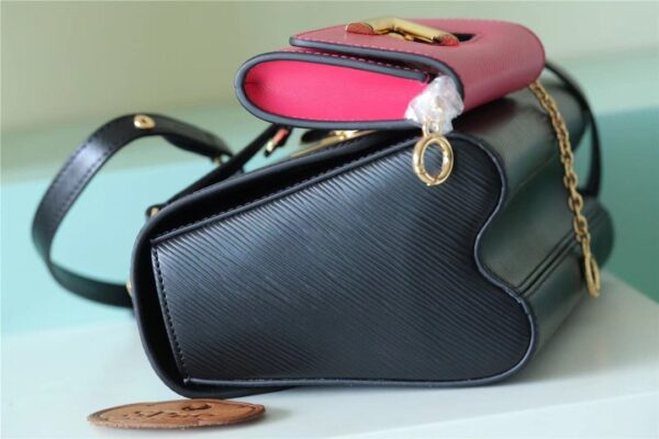 1:1 Replica Louis Vuitton LV Twist MM Epi Leather Luxury Bag For Women Black / Fuchsia M59885 - 9.1in/23cm