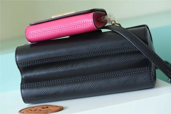 1:1 Replica Louis Vuitton LV Twist MM Epi Leather Luxury Bag For Women Black / Fuchsia M59885 - 9.1in/23cm