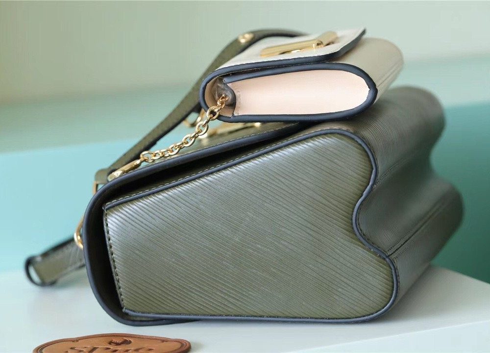 1:1 Replica Louis Vuitton LV Twist MM Bag, Shoulder and Cross Body Bags Luxury Bag For Women Kaki / Quartz White M59884 - 9.1in/23cm