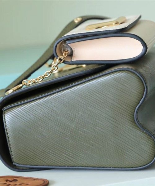 1:1 Replica Louis Vuitton LV Twist MM Bag, Shoulder and Cross Body Bags Luxury Bag For Women Kaki / Quartz White M59884 - 9.1in/23cm