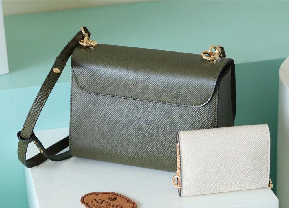 1:1 Replica Louis Vuitton LV Twist MM Bag, Shoulder and Cross Body Bags Luxury Bag For Women Kaki / Quartz White M59884 - 9.1in/23cm