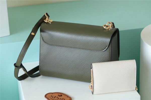 1:1 Replica Louis Vuitton LV Twist MM Bag, Shoulder and Cross Body Bags Luxury Bag For Women Kaki / Quartz White M59884 - 9.1in/23cm