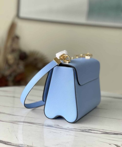 1:1 Replica Louis Vuitton LV Twist MM Monogram Flower Bleu Nuage Blue Luxury Bag For Women M59627 - 9.1in/23cm