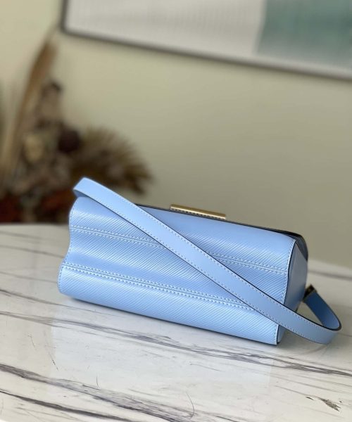 1:1 Replica Louis Vuitton LV Twist MM Monogram Flower Bleu Nuage Blue Luxury Bag For Women M59627 - 9.1in/23cm