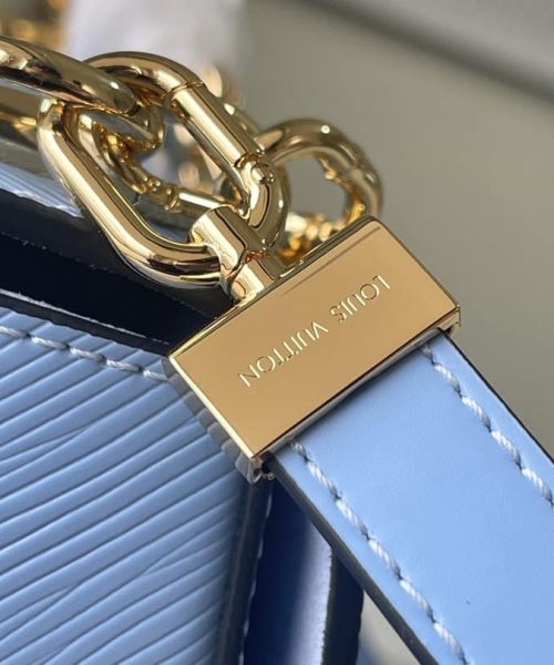 1:1 Replica Louis Vuitton LV Twist MM Monogram Flower Bleu Nuage Blue Luxury Bag For Women M59627 - 9.1in/23cm