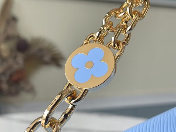 1:1 Replica Louis Vuitton LV Twist MM Monogram Flower Bleu Nuage Blue Luxury Bag For Women M59627 - 9.1in/23cm