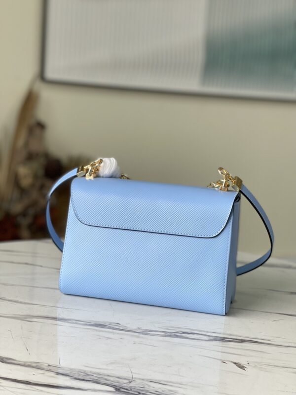 1:1 Replica Louis Vuitton LV Twist MM Monogram Flower Bleu Nuage Blue Luxury Bag For Women M59627 - 9.1in/23cm