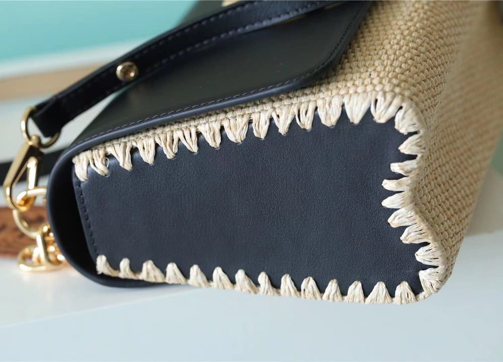 1:1 Replica Louis Vuitton LV Twist MM Raffia Black Luxury Bag For Women - 9.1in/23cm