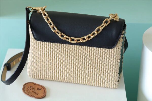 1:1 Replica Louis Vuitton LV Twist MM Raffia Black Luxury Bag For Women - 9.1in/23cm