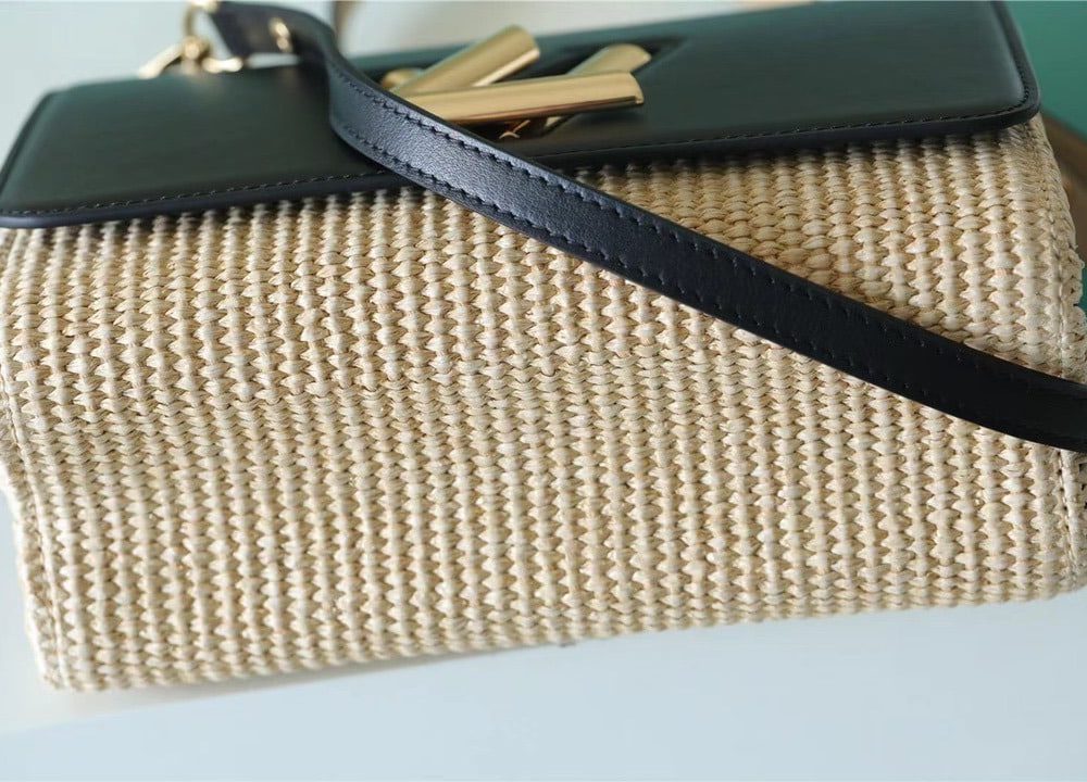 1:1 Replica Louis Vuitton LV Twist MM Raffia Black Luxury Bag For Women - 9.1in/23cm