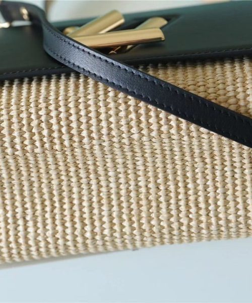 1:1 Replica Louis Vuitton LV Twist MM Raffia Black Luxury Bag For Women - 9.1in/23cm