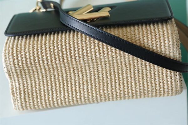 1:1 Replica Louis Vuitton LV Twist MM Raffia Black Luxury Bag For Women - 9.1in/23cm