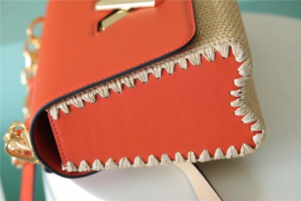 1:1 Replica Louis Vuitton LV Twist MM Raffia Caramel Luxury Bag For Women M57648 - 9.1in/23cm