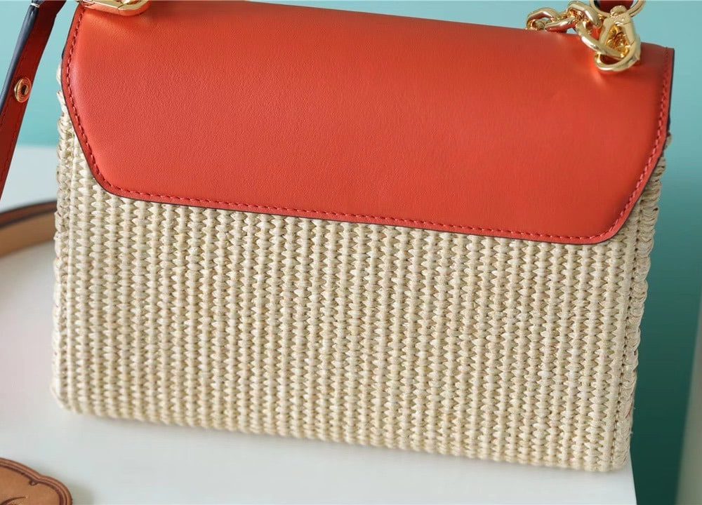 1:1 Replica Louis Vuitton LV Twist MM Raffia Caramel Luxury Bag For Women M57648 - 9.1in/23cm