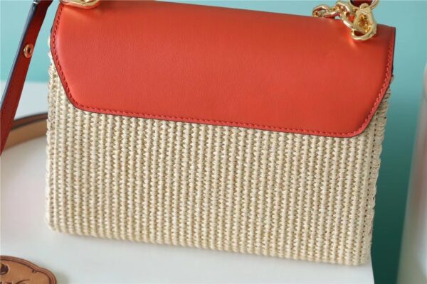 1:1 Replica Louis Vuitton LV Twist MM Raffia Caramel Luxury Bag For Women M57648 - 9.1in/23cm