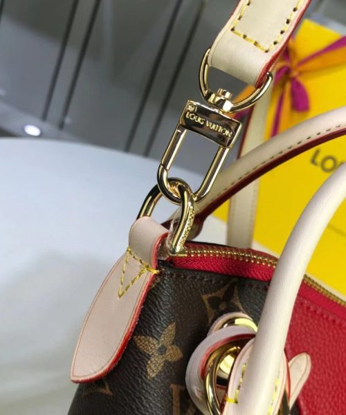 1:1 Replica Louis Vuitton LV V Tote BB Monogram Canvas Cerise Red Luxury Bag For Women M43966 - 10.6in/27cm