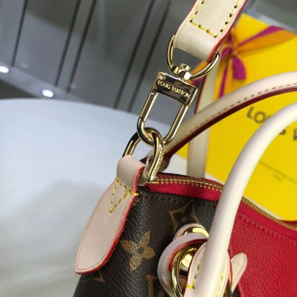 1:1 Replica Louis Vuitton LV V Tote BB Monogram Canvas Cerise Red Luxury Bag For Women M43966 - 10.6in/27cm