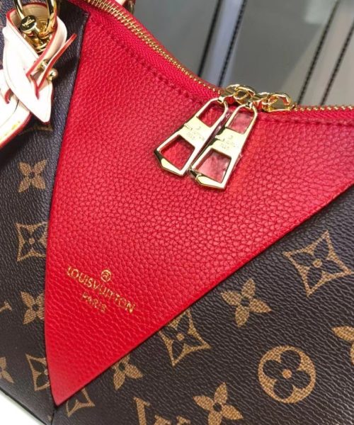 1:1 Replica Louis Vuitton LV V Tote BB Monogram Canvas Cerise Red Luxury Bag For Women M43966 - 10.6in/27cm