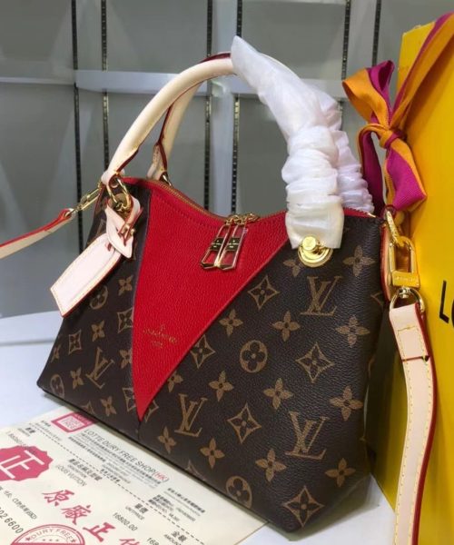 1:1 Replica Louis Vuitton LV V Tote BB Monogram Canvas Cerise Red Luxury Bag For Women M43966 - 10.6in/27cm
