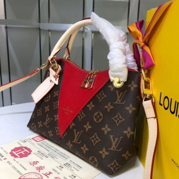 1:1 Replica Louis Vuitton LV V Tote BB Monogram Canvas Cerise Red Luxury Bag For Women M43966 - 10.6in/27cm