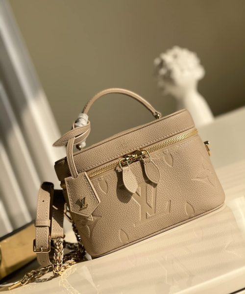 1:1 Replica Louis Vuitton LV Vanity PM Handbag Monogram Empreinte Tourterelle Beige Luxury Bag For Women M45608 -  7.5in/19cm